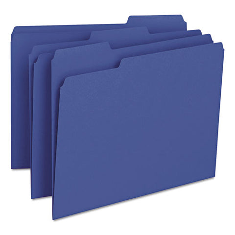 Colored File Folders, 1-3-cut Tabs, Letter Size, Navy Blue, 100-box