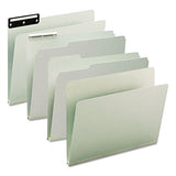 Expanding Recycled Heavy Pressboard Folders, 1-3-cut Tabs, 1" Expansion, Letter Size, Gray-green, 25-box