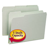 Expanding Recycled Heavy Pressboard Folders, 1-3-cut Tabs, 1" Expansion, Letter Size, Gray-green, 25-box