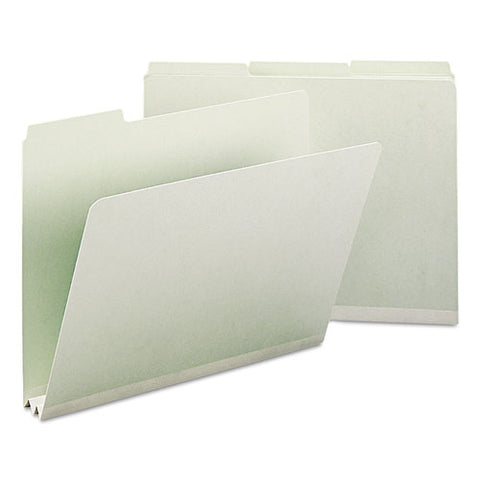Expanding Recycled Heavy Pressboard Folders, 1-3-cut Tabs, 2" Expansion, Letter Size, Gray-green, 25-box