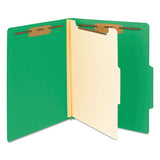 Colored Top Tab Classification Folders, 1 Divider, Letter Size, Green, 10-box