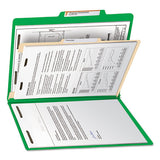 Colored Top Tab Classification Folders, 1 Divider, Letter Size, Green, 10-box
