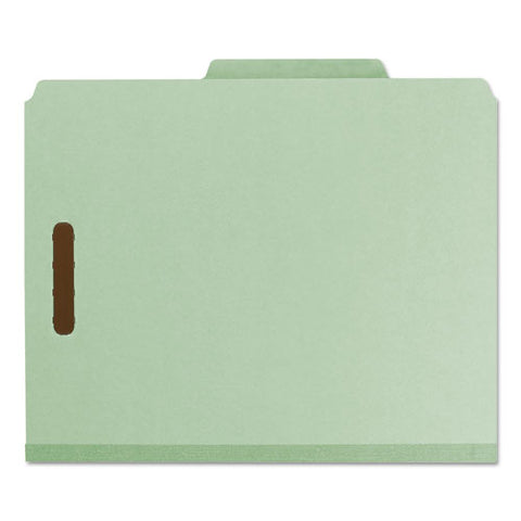 100% Recycled Pressboard Classification Folders, 1 Divider, Letter Size, Gray-green, 10-box