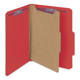 Four-section Pressboard Top Tab Classification Folders With Safeshield Fasteners, 1 Divider, Letter Size, Bright Red, 10-box