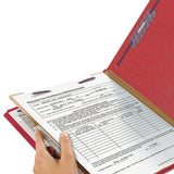 Four-section Pressboard Top Tab Classification Folders With Safeshield Fasteners, 1 Divider, Letter Size, Bright Red, 10-box