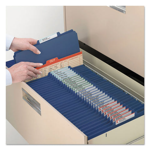 Four-section Pressboard Top Tab Classification Folders With Safeshield Fasteners, 1 Divider, Letter Size, Dark Blue, 10-box