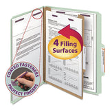 Pressboard Classification Folders With Safeshield Coated Fasteners, 2-5 Cut, 1 Divider, Letter Size, Gray-green, 10-box