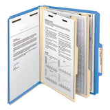 Colored Top Tab Classification Folders, 2 Dividers, Letter Size, Blue, 10-box