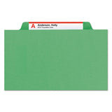 Colored Top Tab Classification Folders, 2 Dividers, Letter Size, Green, 10-box