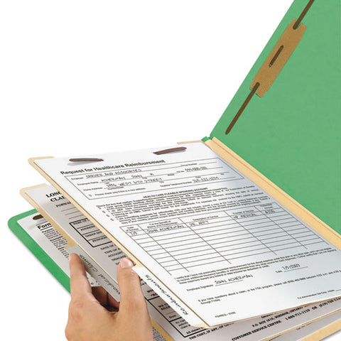 Colored Top Tab Classification Folders, 2 Dividers, Letter Size, Green, 10-box