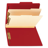 Colored Top Tab Classification Folders, 2 Dividers, Letter Size, Red, 10-box