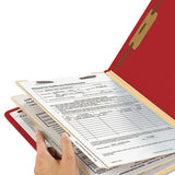 Colored Top Tab Classification Folders, 2 Dividers, Letter Size, Red, 10-box