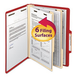 Colored Top Tab Classification Folders, 2 Dividers, Letter Size, Red, 10-box