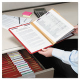 Six-section Pressboard Top Tab Classification Folders With Safeshield Fasteners, 2 Dividers, Letter Size, Bright Red, 10-box