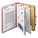Six-section Pressboard Top Tab Classification Folders With Safeshield Fasteners, 2 Dividers, Letter Size, Bright Red, 10-box
