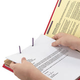 Six-section Pressboard Top Tab Classification Folders With Safeshield Fasteners, 2 Dividers, Letter Size, Bright Red, 10-box