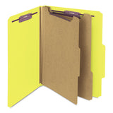 Six-section Pressboard Top Tab Classification Folders With Safeshield Fasteners, 2 Dividers, Letter Size, Yellow, 10-box