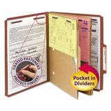 6-section Pressboard Top Tab Pocket-style Classification Folders With Safeshield Fasteners, 2 Dividers, Letter, Red, 10-box