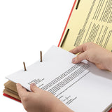 Eight-section Pressboard Top Tab Classification Folders With Safeshield Fasteners, 3 Dividers, Letter Size, Bright Red, 10-bx