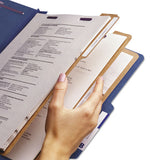 Eight-section Pressboard Top Tab Classification Folders With Safeshield Fasteners, 3 Dividers, Letter Size, Dark Blue, 10-box