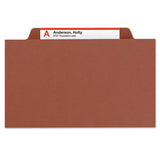 100% Recycled Pressboard Classification Folders, 3 Dividers, Letter Size, Red, 10-box