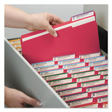 Colored Pressboard Folders With Two Safeshield Coated Fasteners, 1-3-cut Tabs, Letter Size, Bright Red, 25-box