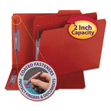 Colored Pressboard Folders With Two Safeshield Coated Fasteners, 1-3-cut Tabs, Letter Size, Bright Red, 25-box