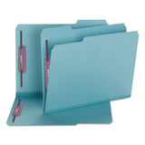 Colored Pressboard Folders With Two Safeshield Coated Fasteners, 1-3-cut Tabs, Letter Size, Blue, 25-box