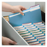 Colored Pressboard Folders With Two Safeshield Coated Fasteners, 1-3-cut Tabs, Letter Size, Blue, 25-box
