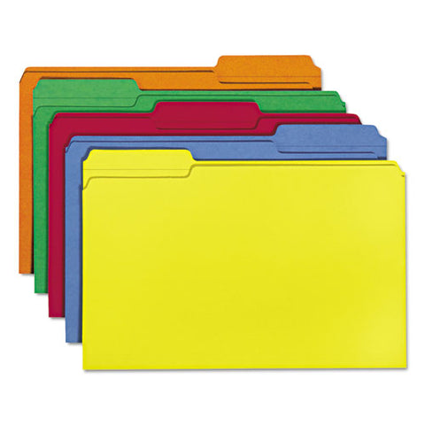 Colored File Folders, 1-3-cut Tabs, Legal Size, Assorted, 100-box