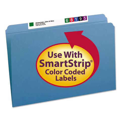 Reinforced Top Tab Colored File Folders, Straight Tab, Legal Size, Blue, 100-box