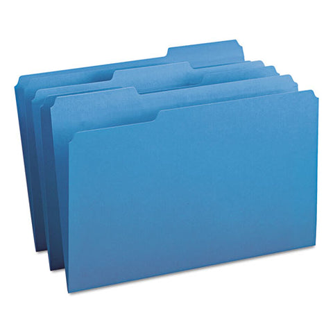 Colored File Folders, 1-3-cut Tabs, Legal Size, Blue, 100-box