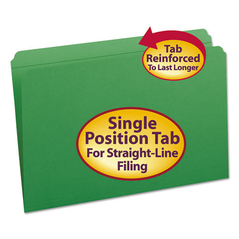 Reinforced Top Tab Colored File Folders, Straight Tab, Legal Size, Green, 100-box