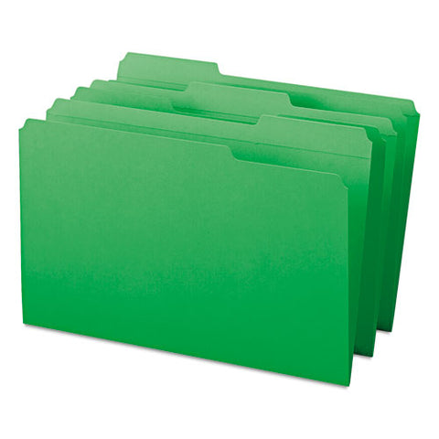 Reinforced Top Tab Colored File Folders, 1-3-cut Tabs, Legal Size, Green, 100-box