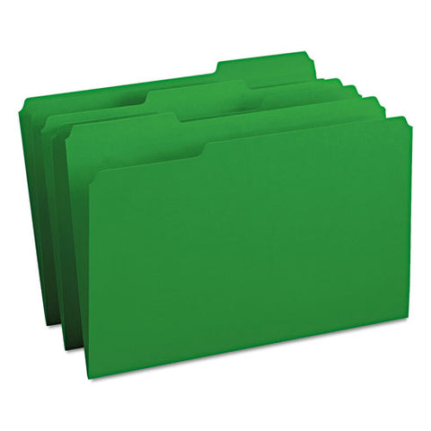 Colored File Folders, 1-3-cut Tabs, Legal Size, Green, 100-box