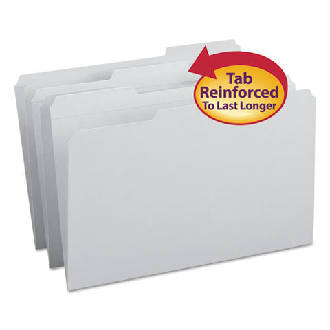 Reinforced Top Tab Colored File Folders, 1-3-cut Tabs, Legal Size, Gray, 100-box