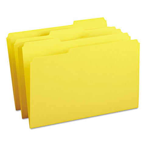 Colored File Folders, 1-3-cut Tabs, Legal Size, Yellow, 100-box