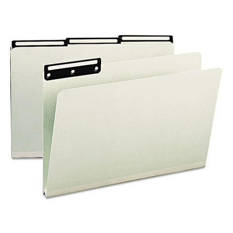 Recycled Heavy Pressboard File Folders With Insertable Metal Tabs, 1-3-cut Tabs, Legal Size, Gray-green, 25-box