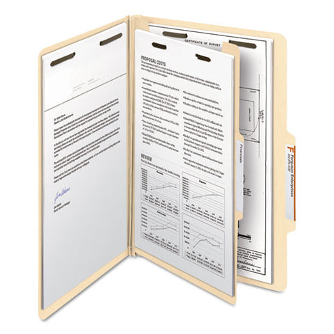 Manila Four- And Six-section Top Tab Classification Folders, 1 Divider, Legal Size, Manila, 10-box