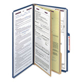 Six-section Pressboard Top Tab Classification Folders With Safeshield Fasteners, 2 Dividers, Legal Size, Dark Blue, 10-box