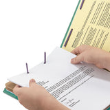 6-section Pressboard Top Tab Pocket-style Classification Folders With Safeshield Fasteners, 2 Dividers, Legal, Green, 10-bx