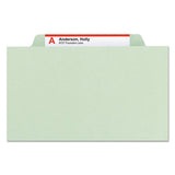 Pressboard Classification Folders With Safeshield Coated Fasteners, 2-5 Cut, 3 Dividers, Legal Size, Gray-green, 10-box