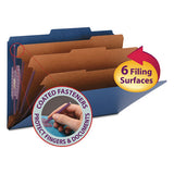 Eight-section Pressboard Top Tab Classification Folders With Safeshield Fasteners, 3 Dividers, Legal Size, Dark Blue, 10-box