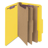 Eight-section Pressboard Top Tab Classification Folders With Safeshield Fasteners, 3 Dividers, Legal Size, Yellow, 10-box