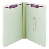 Recycled Pressboard Folders With Two Safeshield Coated Fasteners, Straight Tab, 2" Expansion, Legal Size, Gray-green, 25-box