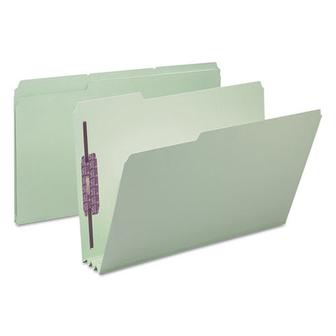 Recycled Pressboard Folders With Two Safeshield Coated Fasteners, 1-3-cut Tabs, 3" Expansion, Legal Size, Gray-green, 25-box