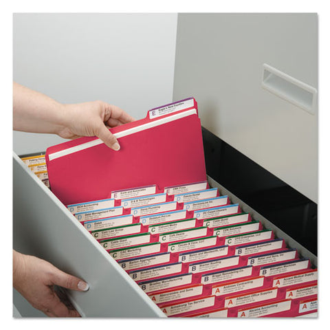 Expanding Recycled Heavy Pressboard Folders, 1-3-cut Tabs, 1" Expansion, Letter Size, Bright Red, 25-box