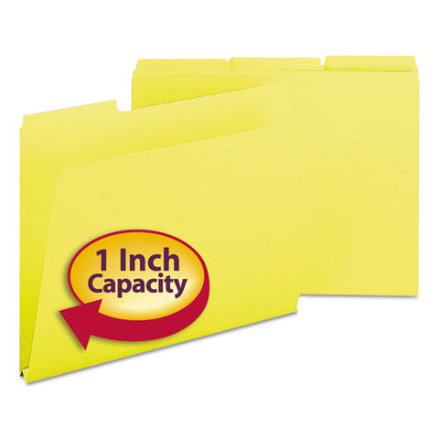 Expanding Recycled Heavy Pressboard Folders, 1-3-cut Tabs, 1" Expansion, Letter Size, Yellow, 25-box