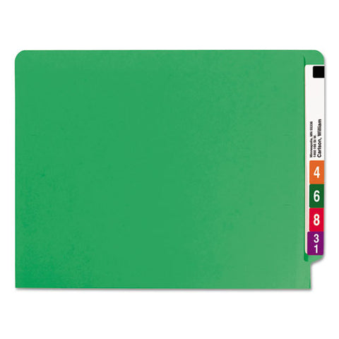 Reinforced End Tab Colored Folders, Straight Tab, Letter Size, Green, 100-box