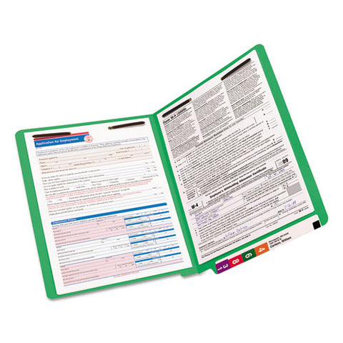 Heavyweight Colored End Tab Folders With Two Fasteners, Straight Tab, Letter Size, Green, 50-box